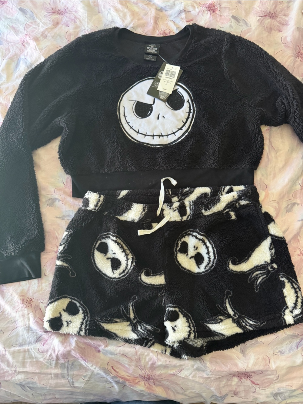 Disney Black & White Jack Skellington Plush Pajama Set